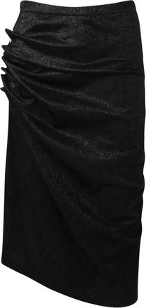 Paco Rabanne Metallic Asymmetric Rok - Dames - Midirokken - Zwart - M - Polyester - Rokken