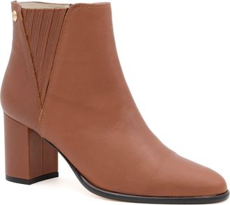Amalfi By Rangoni Lucio Block Heel Bootie in Castagno Vapor Gold Buckle at Nordstrom, Size 8.5