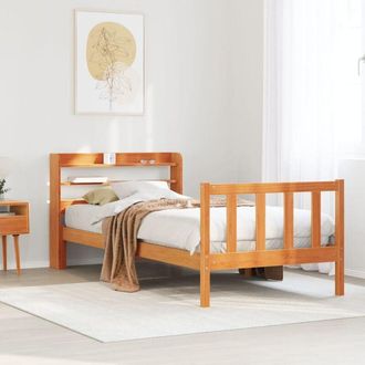 vidaXL Estructura Cama Con Cabecero Madera Pino Marr&oacute;n Cera 100x200 Cm Vidaxl