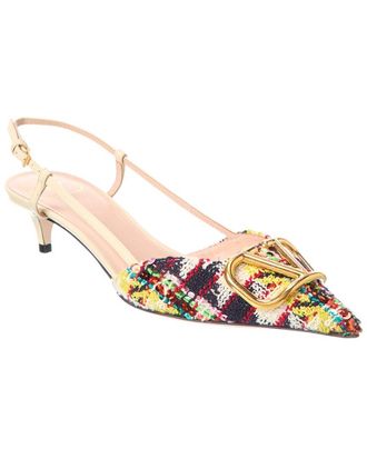 Valentino Vlogo 40 Tweed & Leather Slingback Pump