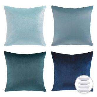 OEM Juego De Cojines Decorativos Phantoscope Designer Selection, Funda De Almohada De Terciopelo Azul Degradado (con Relleno), 50,8 Cm X 50,8 Cm, Juego De