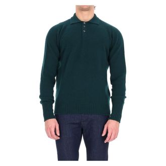 Drumohr Round-neck Knitwear, male, Green, Size: 2XL Polo