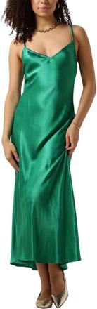 Greek Archaic Kori Kleedjes, Dames, Groen, L, Groene Midi Jurk met Elegante Rugvetersluiting