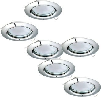 Loops 2 PACK 3 PACK Flush / Recessed Ceiling Downlight Chrome Steel 3x 3W GU10