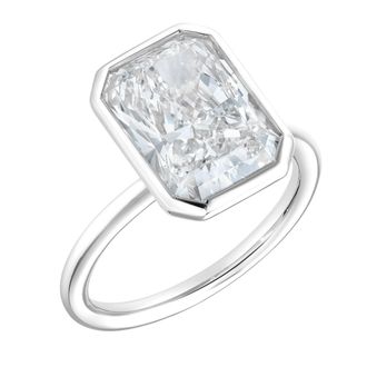 LuvMyJewelry Sierra 14K Gold Radiant Bezel Lab Grown Diamond Solitaire Engagement Ring - 2 cts