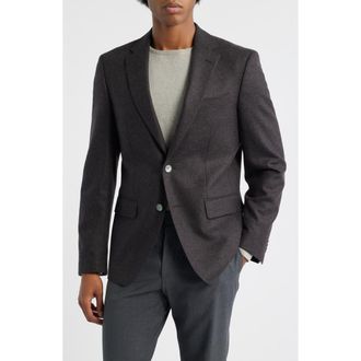 BOSS Hutson Brushed Wool & Cashmere Sport Coat in Dark Brown at Nordstrom, Size 36 Regular