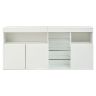 Urban Meuble Aparador blanco brillante con iluminaci&oacute;n LED integrada y estantes