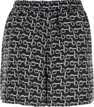 Burberry Womens Printed Silk Shorts Silverblack Exterior