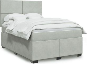 vidaXL Vidaxl - Cama Box Spring Con Colch&oacute;n Terciopelo Gris Claro 140x190 Cm