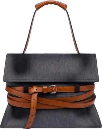 Moschino Handtas met riemdetail en handvat - Dames - Handtassen - Zwart - ONE Size - Leer - Tassen