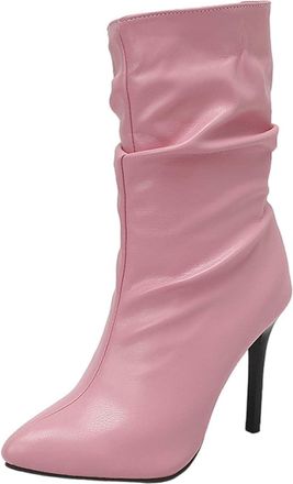 Generic Knee High Black Boots Wide Calf Thigh High Boots Womens Thin High Heel Pointed Toe Ankle Boots Short Boots Sleeve Party Dress 3.9 High Heel Boots Brow