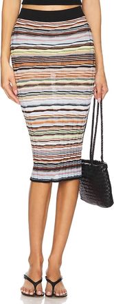 Missoni Semi-Sheer Long Skirt In Multicolor With Blue Tones