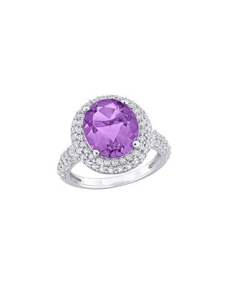 Rina Limor Silver 5.34 ct. tw. Amethyst, White Topaz Double Halo Ring