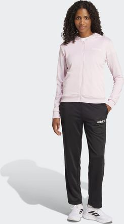 adidas Essentials - Tuta sportiva rosa trasparente con logo lineare