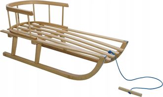 OEM Trineo De Madera Con Respaldo Para Ni&ntilde;os, Correas Tradicionales, Madera Maciza Barnizada
