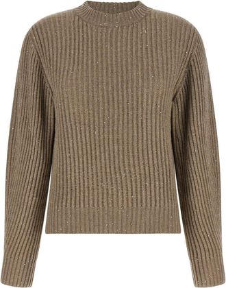 Brunello Cucinelli Beige Knitted Crew Neck Sweater