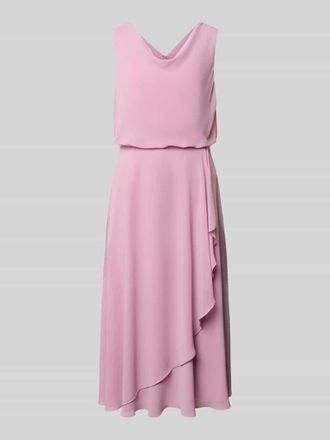 Christian Berg Cocktail Knielanges Cocktailkleid mit Wasserfall-Ausschnitt in Rosa, Gr&ouml;&szlig;e 34