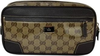 Gucci Pre-owned Crystal Coated GG Canvas Monogram Belt Sling Bag - Dames - Vintage Heuptassen - Bruin - ONE Size - Vintage