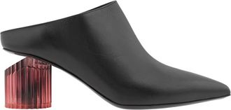 Roberto Cavalli Ladies Black Sabot Calf Leather Pointed-Toe Mules, Brand Size 37 ( US Size 7 )