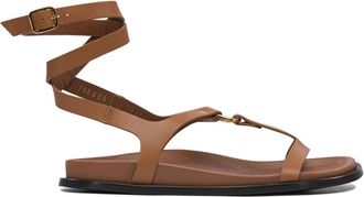 Alohas Beige Leren Sandalen voor Vrouwen - Dames - Sandalen - Bruin - 36 EU - Leer - Schoenen