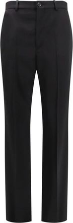 Balenciaga Zwarte Wollen Broek Met Rits - Dames - Chinos - Zwart - XS - Wol - Broeken
