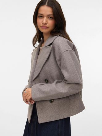 Vero Moda Cabanjacke VERO MODA VMVINCELINE SHORT JACKET NOOS, Damen, Gr. XL, driftwood detail:melange, Web, Obermaterial: 100% Polyester, meliert, kurz, Jacken 