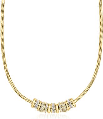 Ross-Simons Luxe Look 14kt Yellow Gold-Plated Bead Charm Necklace With Czs