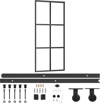 vidaXL Vidaxl - Puerta Corredera Con Herrajes Esg Vidrio Y Aluminio 90x205 Cm