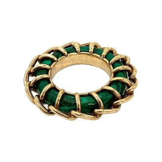 Bottega Veneta Green Resin Silver 925 Band Ring (Pre-Owned)
