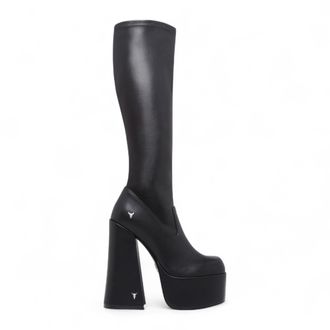 Windsor Smith Womens Black Knee-High Sock Platform Goth Heel Boots - Survival