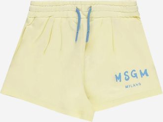 Msgm Kids Shorts Cotton Logo Yellow