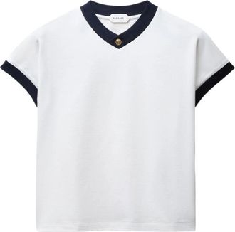 Versace V-hals T-shirt - Dames - T-shirts - Wit - M - Katoen - Tops