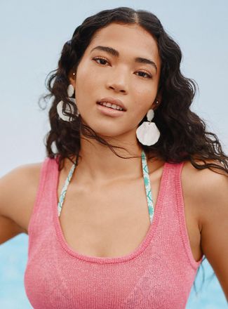 Simons Womens Double-seashell large earrings