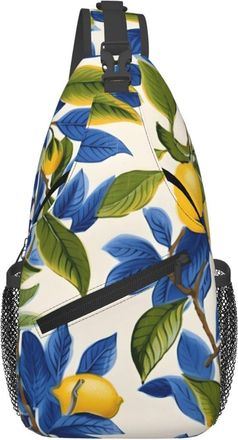 Generic Lemons On Tree On White Background Sling Bag With Zipper Cross Body Bag Anti Theft Crossbody Bags For Men Cycling Camping