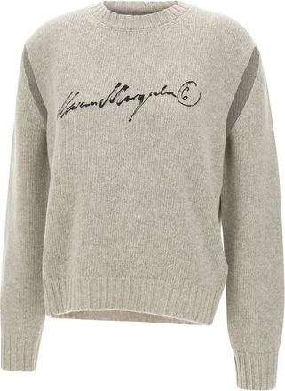 Maison Margiela Trui met ronde hals - Dames - Ronde hals truien - Grijs - S - Wol - Truien & Vesten