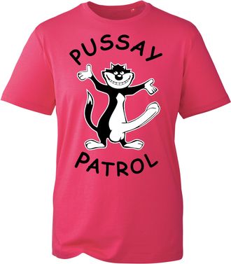 Generic Personalise Your Name Funny Pussay Patrol Naughty Front and Back Print T-Shirt - Funny Stag-Do Party Tops - Adults Unisex Party Tees (HotPink, XL Year