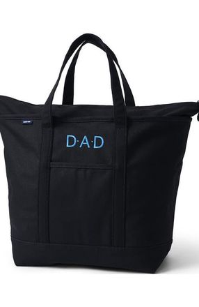 Lands End Zip Top Canvas Tote Bag in Black/black at Nordstrom, Size X-Large
