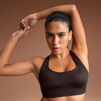 Nike Womens SKIMS Shine Racerback Bra in Brown | BRSPT7003W-PHO