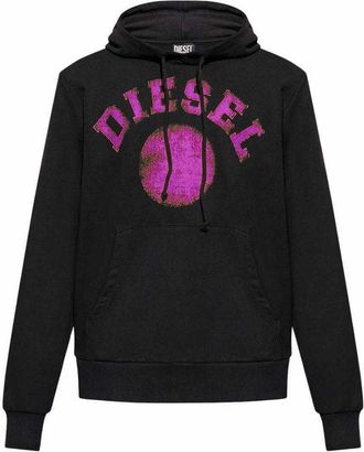 Diesel Mens Distorted Hoodie (Black) - Size X-Large