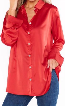 Show me your Mumu Button Down Satin Top In Red