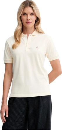 Bally Tops, Dames, Beige, S, Katoen, Polo shirt met logo-borduring