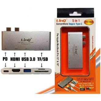 Trade Shop Trade Shop - Hub 5 En 1 Tipo C Converter Macbook Tpc-9825 Adaptador Lector De Tarjetas