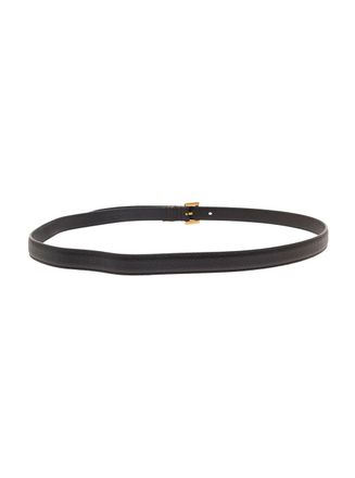 Saint Laurent Mens Black Leather Belt With Cassandre Detail Calf