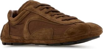 Prada Mens Brown Suede And Re-Nylon Montecarlo Re-Edition 2005 Sneakers Palissandro
