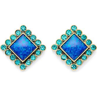 Kurt Geiger Crystal Square Stud Earrings in Blue at Nordstrom Rack