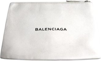 Balenciaga Pre-owned Shopping Clip M Leren Clutch Tas - Heren - Vintage Clutch - Wit - ONE Size - Leer - Vintage