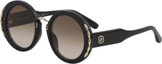 Elie Saab Womens Es 013/s Oval Sunglasses In Violet/ Brown