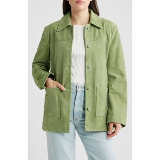 Reformation Veda Lincoln Suede Shirt Jacket in Prickly Pear at Nordstrom, Size X-Small