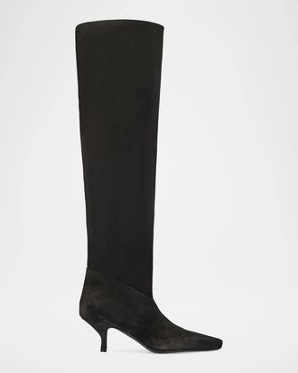 PARIS TEXAS Rose 60MM Suede Over-The-Knee Boots