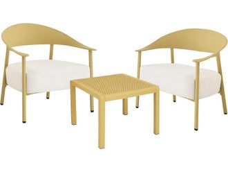 Habitat et Jardin Conjunto De Muebles De Jard&iacute;n c&eacute;ora De Metal Y Pl&aacute;stico - 2 Plazas - Amarillo